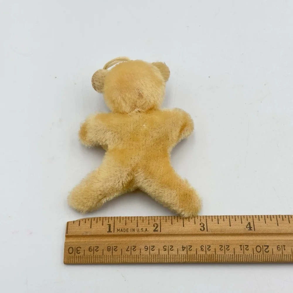 Vtg Flocked Fuzzy‎ Teddy Bear Christmas Ornament Japan 1950's Lee Wards Kissing